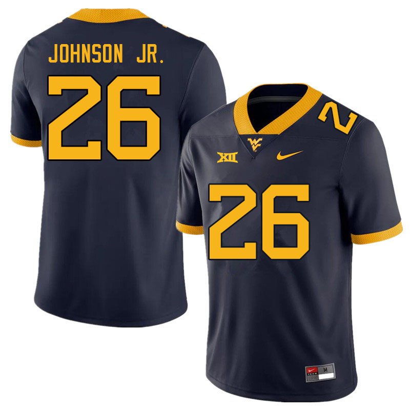 Men #26 Justin Johnson Jr. West Virginia Mountaineers College Football Jerseys Sale-Navy - Click Image to Close
